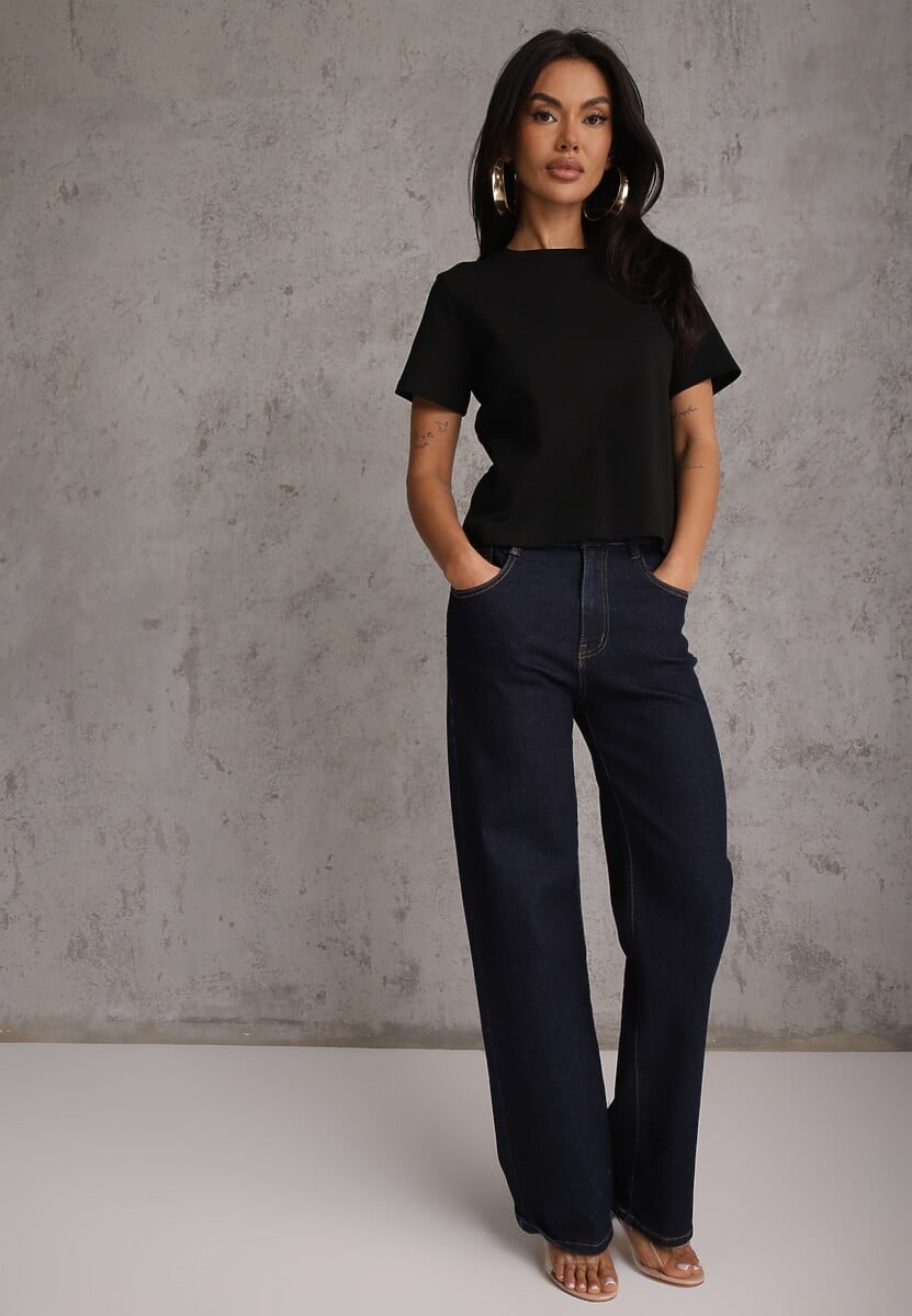 Czarny Casualowy T-shirt z Bawełny Nealiara 2