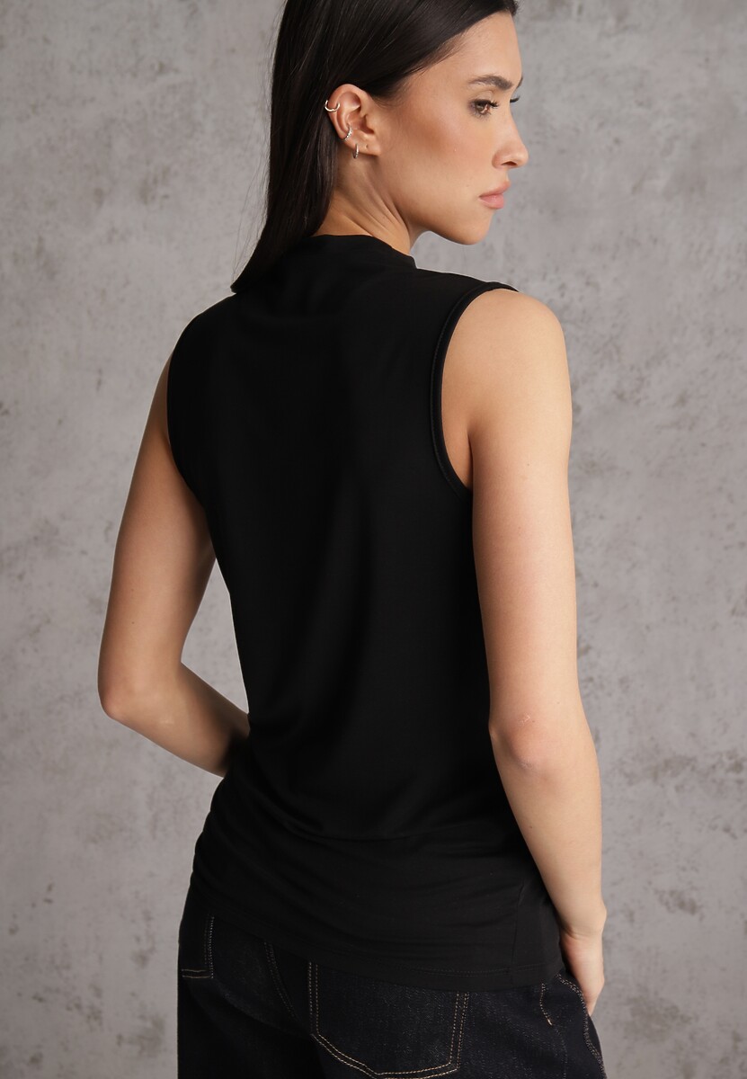 Czarna Bluzka Top Bez Rękawów ze Stójką Nedire 3