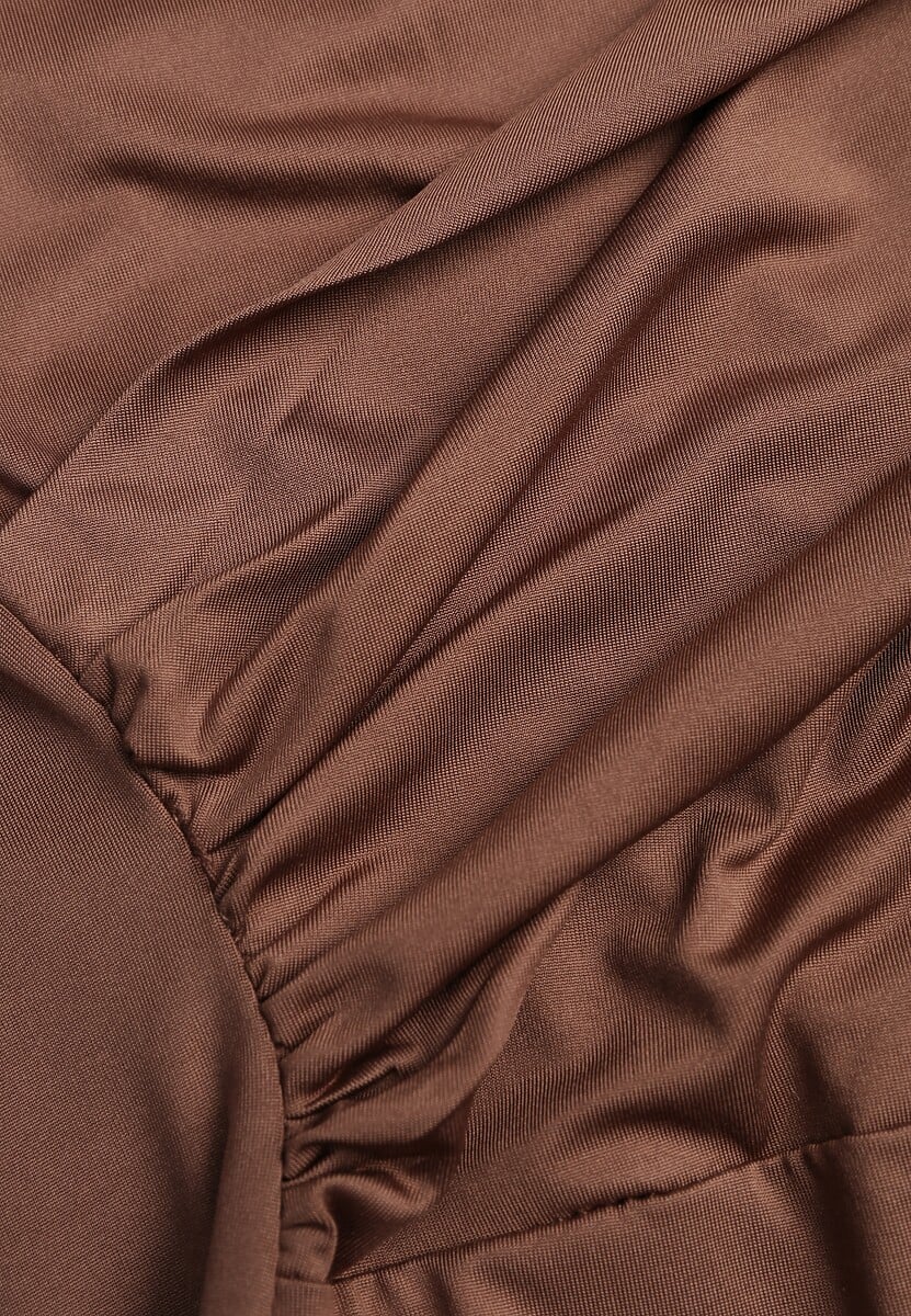 Brązowe Kopertowe Body Bez Rękawów Edalwen 4