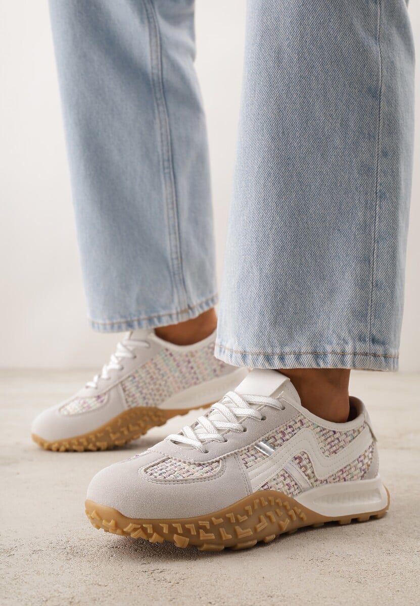 Szare Sneakersy z Futurystyczną Tłoczoną Podeszwą i Geometrycznym Wzorem Emalorine 2