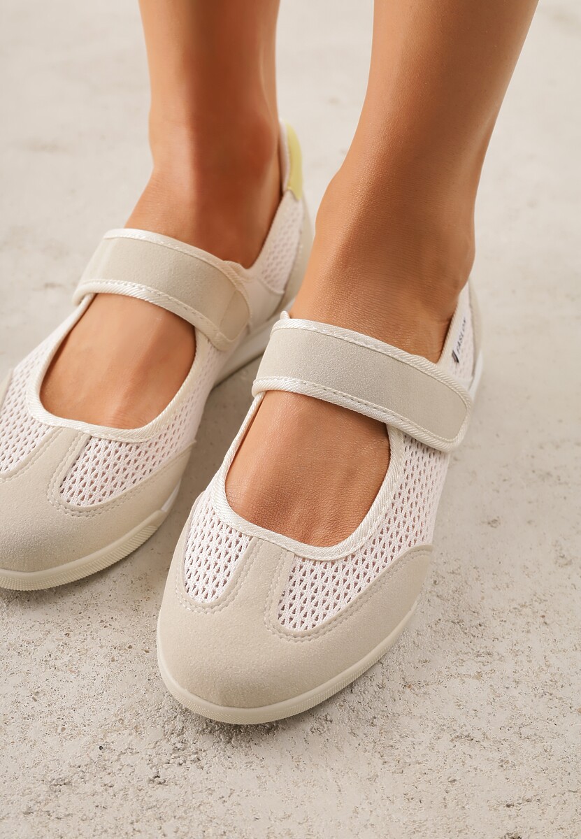 Beżowe Tenisówki Typu Sneakeriny Ozdobione Napisem Emirinne 3