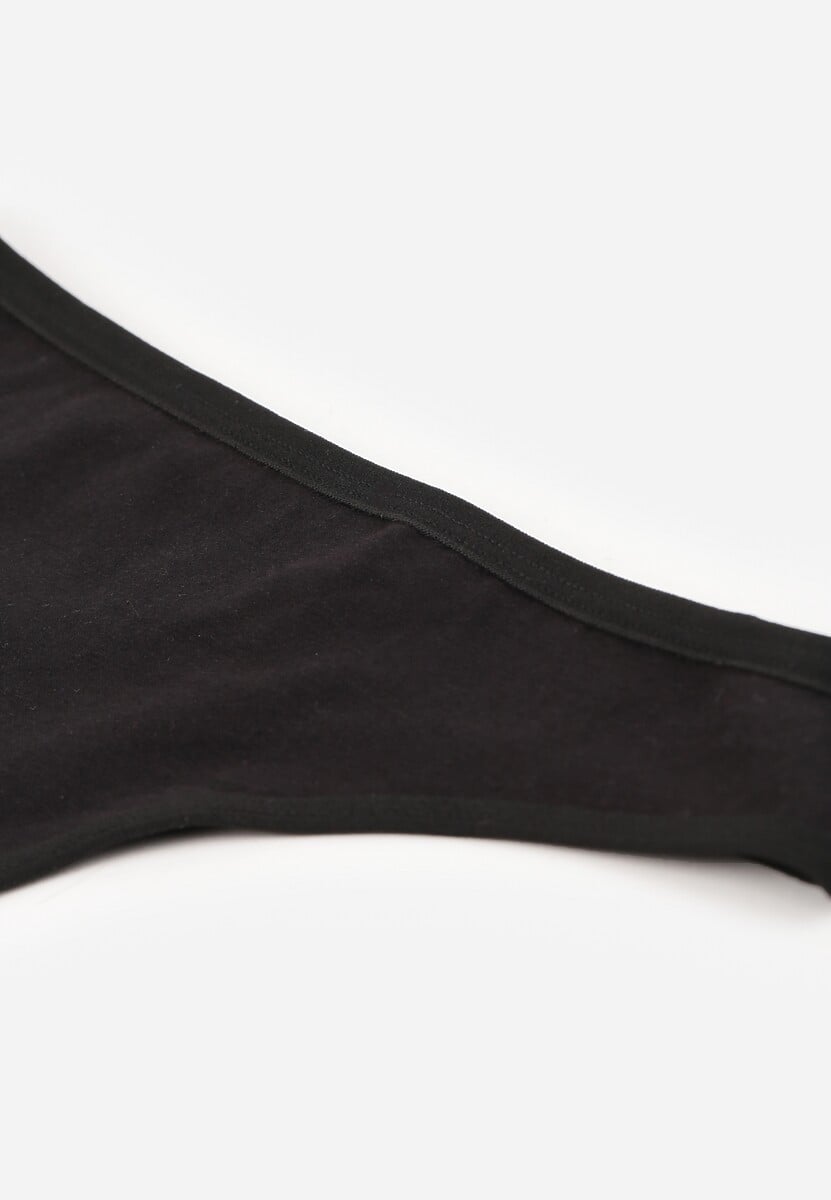 Czarne Gładkie Majtki Stringi z Bawełną Chrysile 3