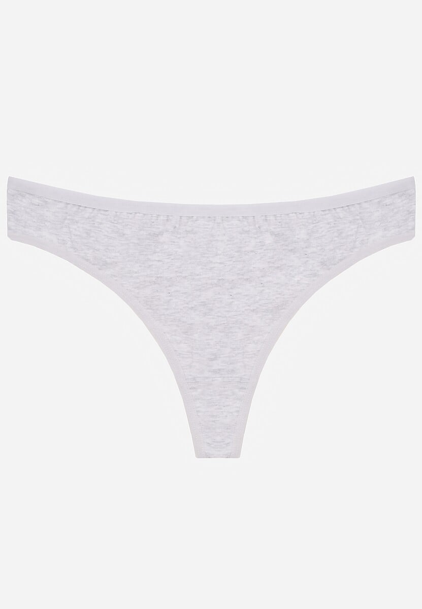 Szare Gładkie Majtki Stringi z Bawełną Chrysile 1