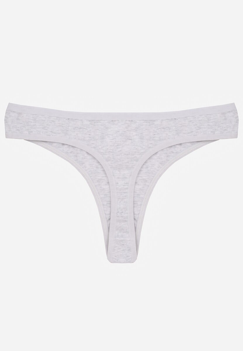 Szare Gładkie Majtki Stringi z Bawełną Chrysile 2