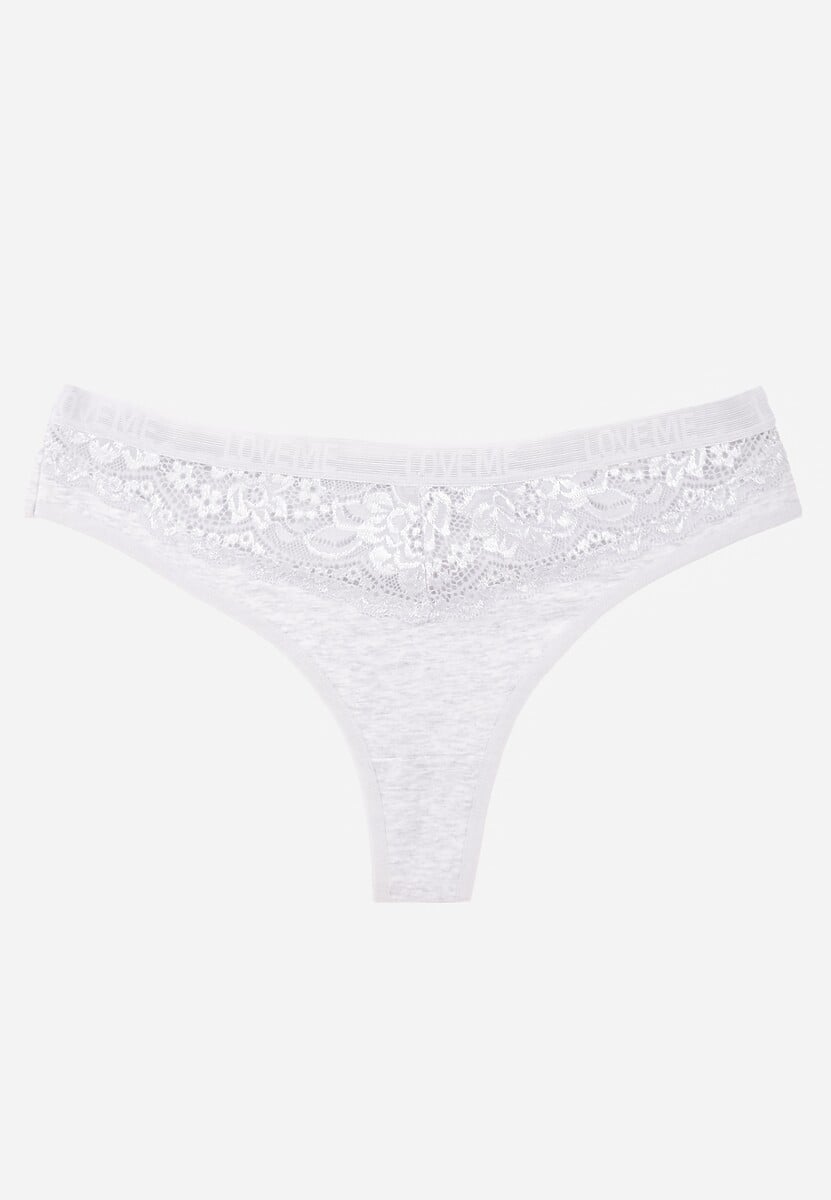 Szare Majtki Typu Stringi z Bawełną i Koronką Zeliche 1