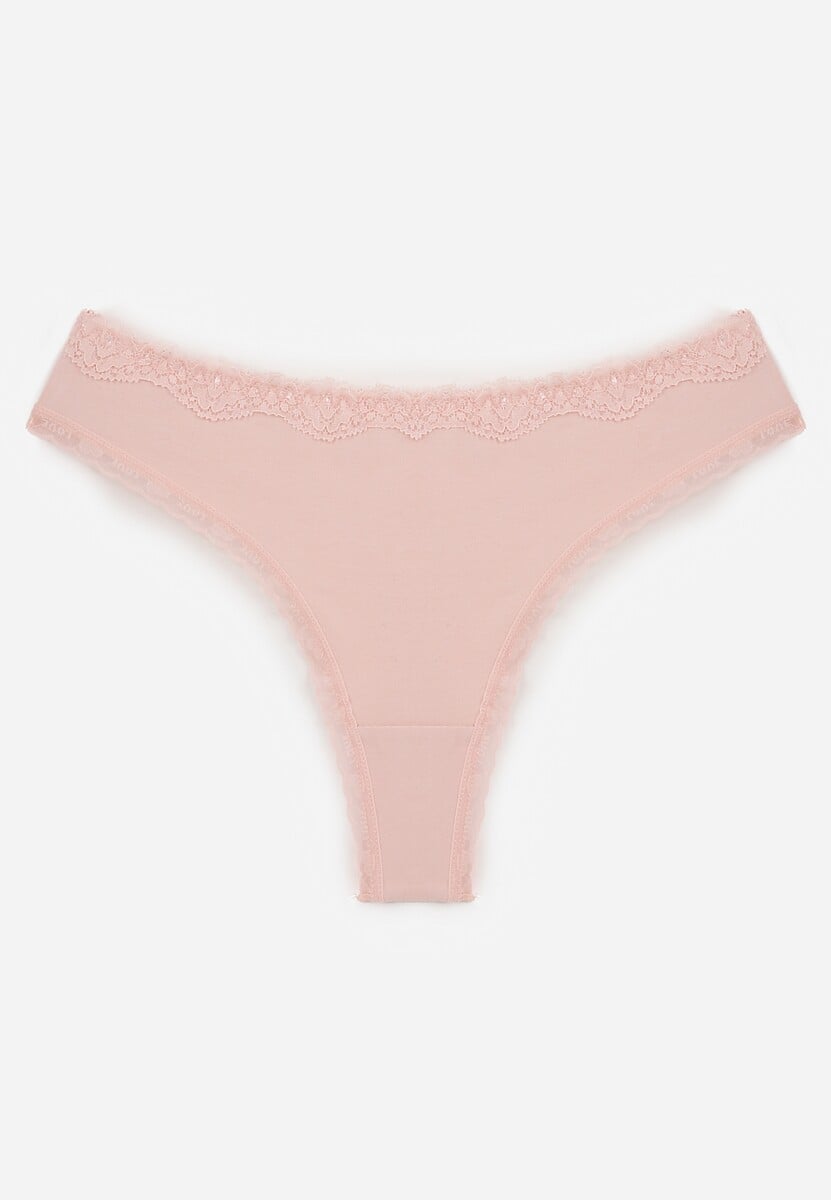 Różowe Majtki Stringi z Bawełną z Koronką Aethimilia 1