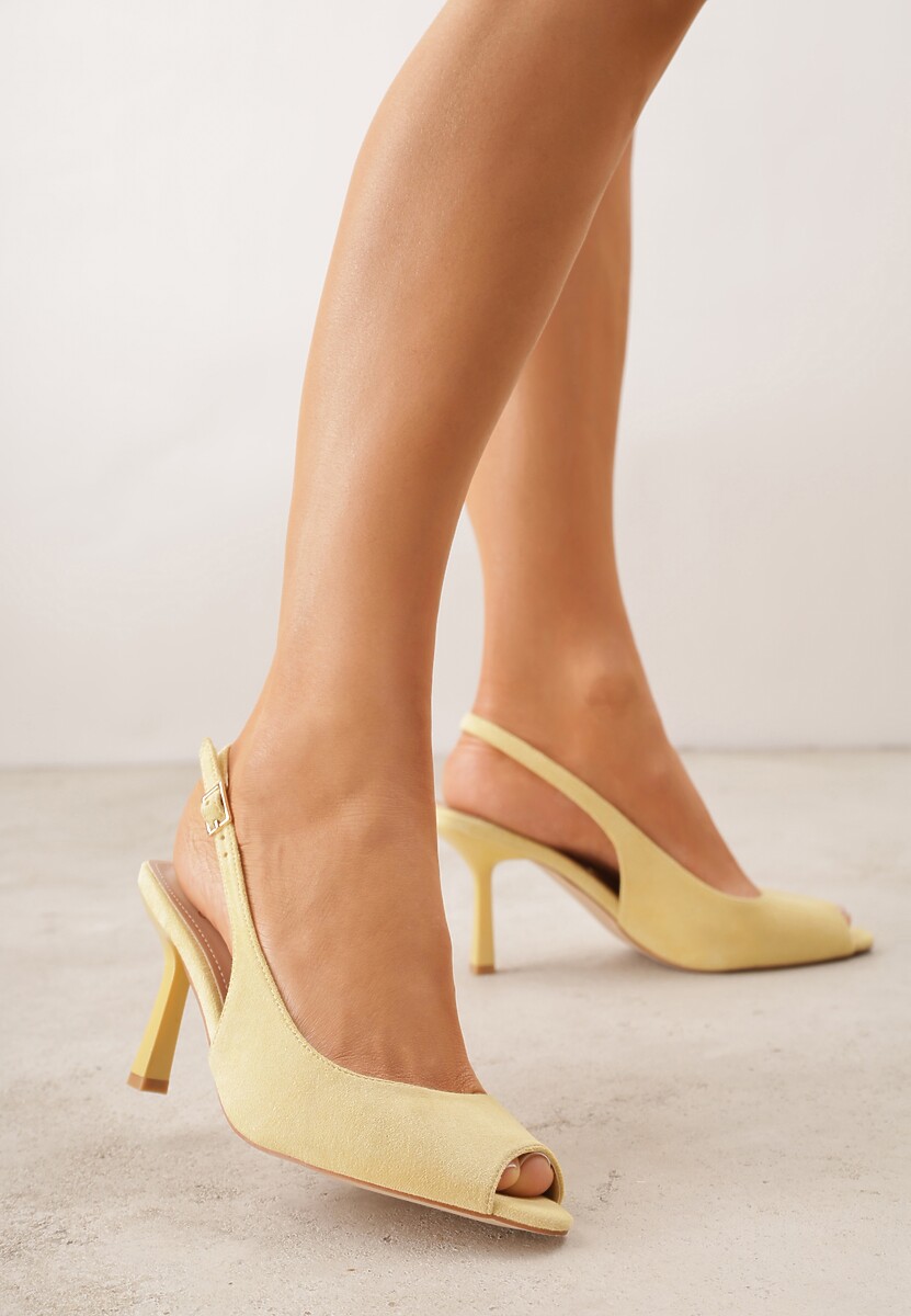 Żółte Sandały na Szpilce z Wycięciem na Palce i Odkrytą Piętą Zitissa 2