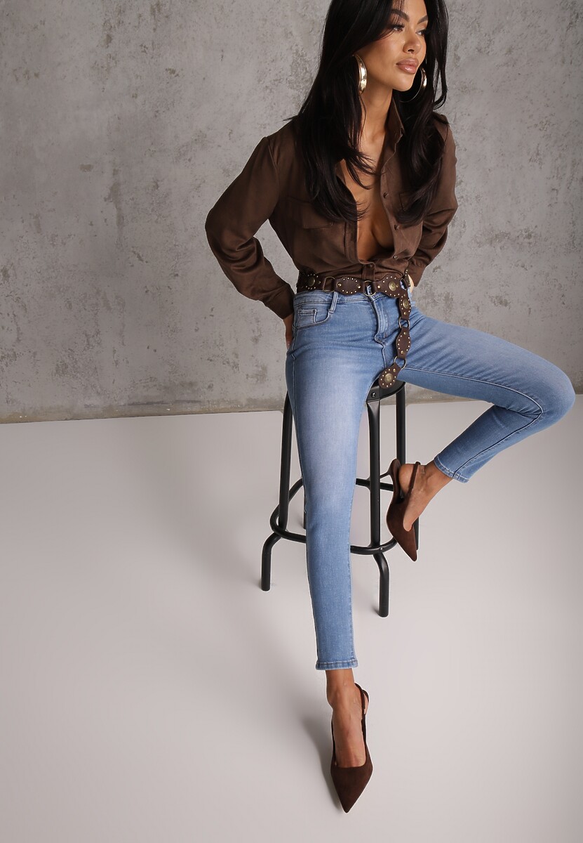 Niebieskie Jeansy Skinny z Bawełną Push-Up Erilessa 1