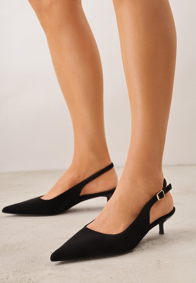 Czarne Sandały Slingback na Szpilce Kaczuszce Vetilia 2