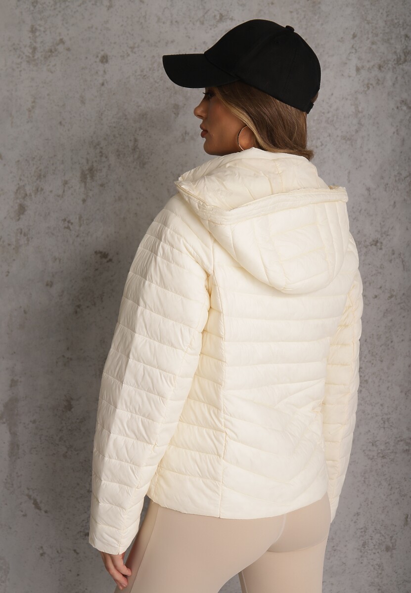 Jasnobeżowa Przejściowa Kurtka Pikowana z Kapturem z Możliwością Odpięcia Pretiga 3