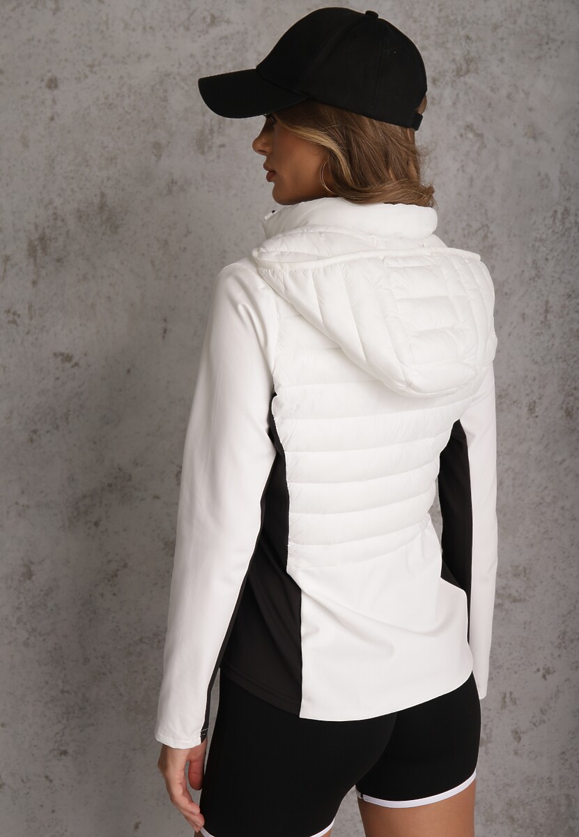 Biała Przejściowa Kurtka z Pikowaniem i Elastycznymi Rękawami Salisia 3