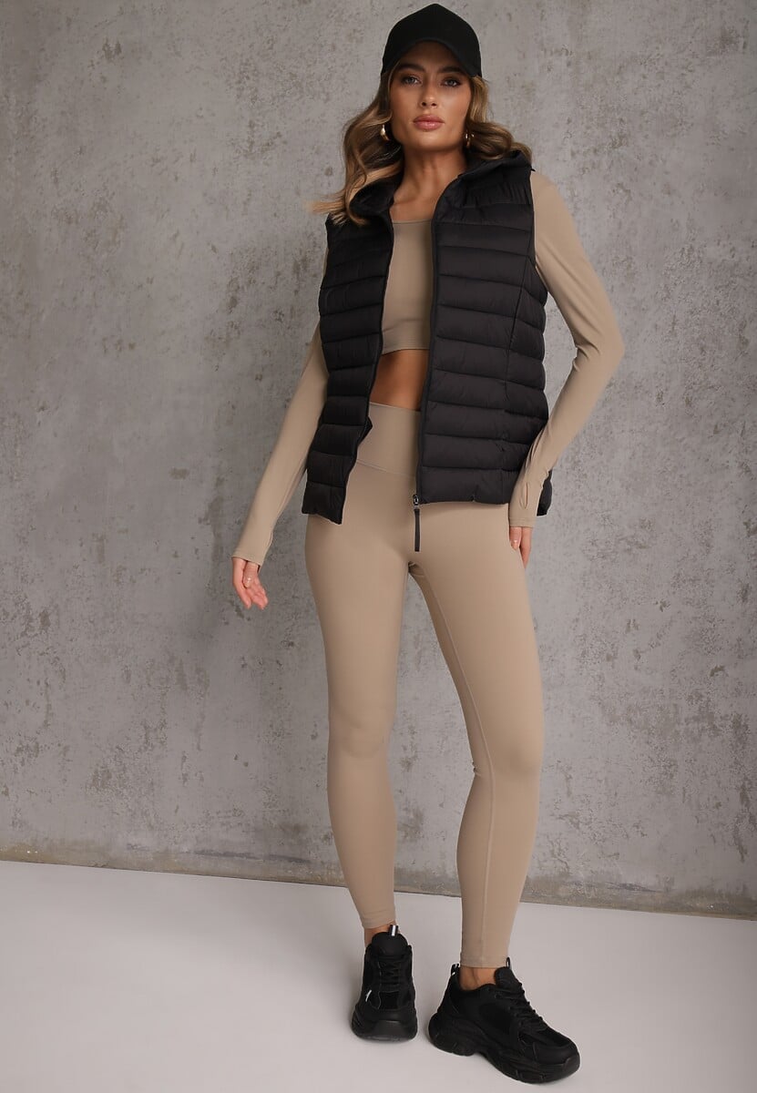 Czarna Przejściowa Kamizelka z Pikowaniem i Kapturem Neatwenna 2