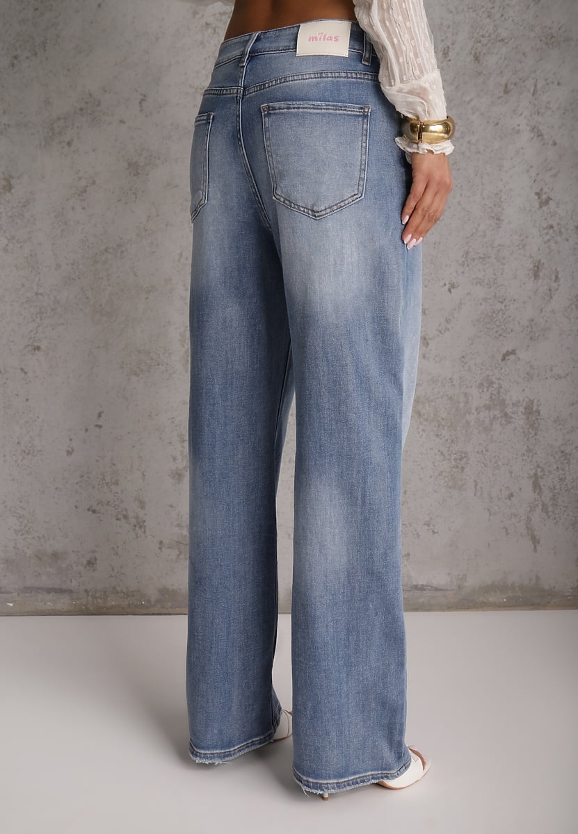 Niebieskie Jeansy High Waist Wide Leg z Bawełną i Domieszką Wiskozy Hirei 3