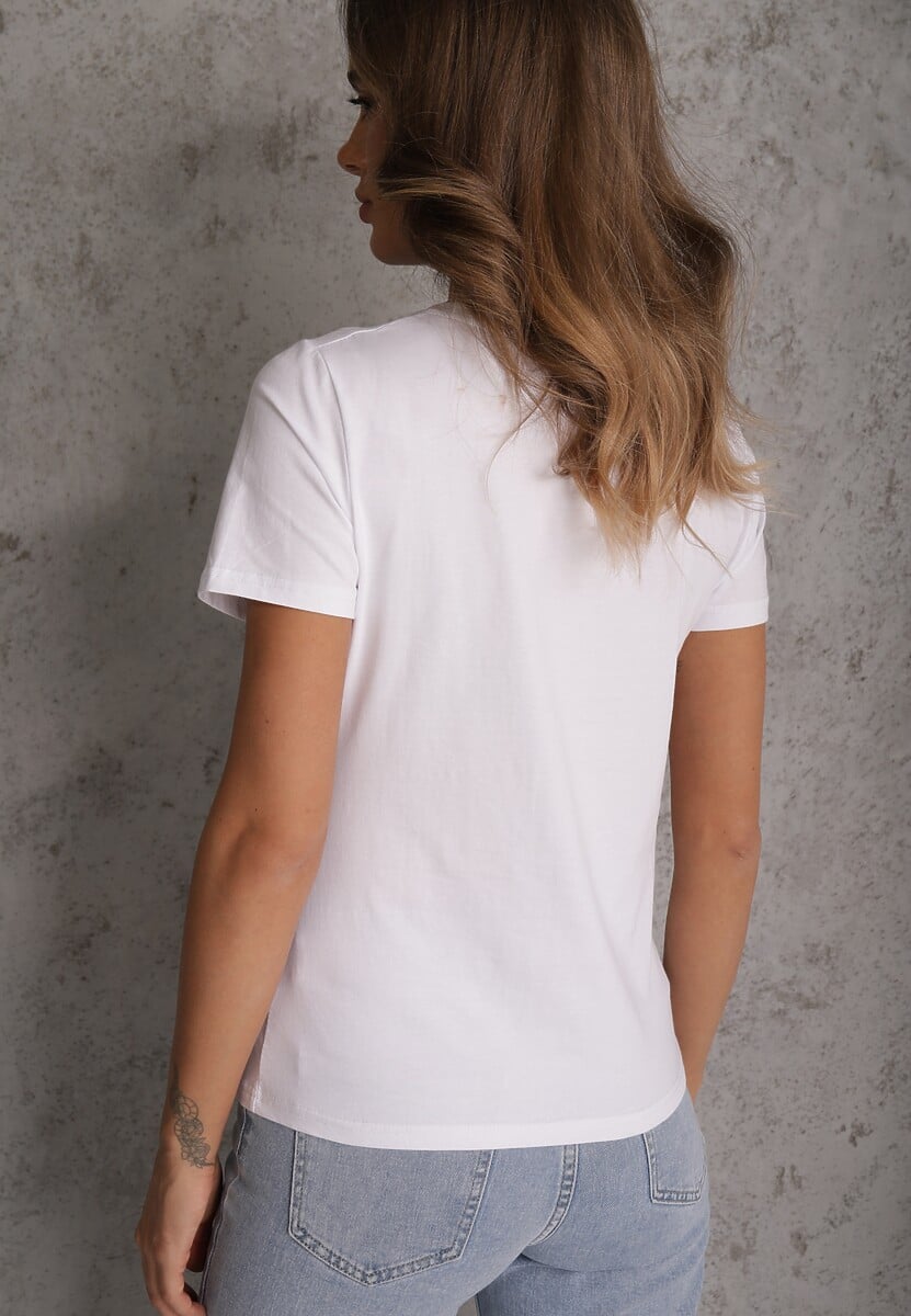 Biały T-shirt z Bawełny z Okrągłym Dekoltem Nedima 3