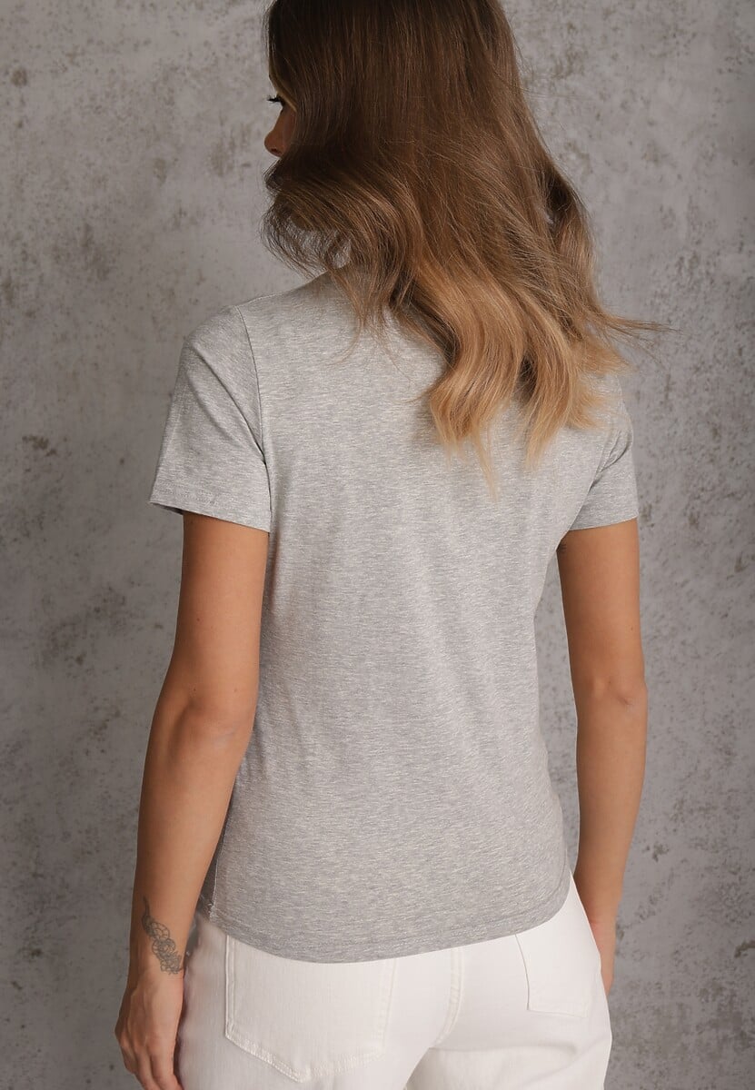 Szary T-shirt z Bawełny z Okrągłym Dekoltem Nedima 3