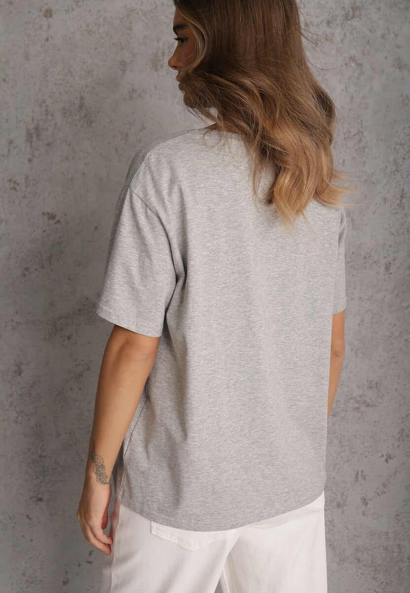 Szary Bawełniany T-shirt o Kroju Oversize Neduna 3