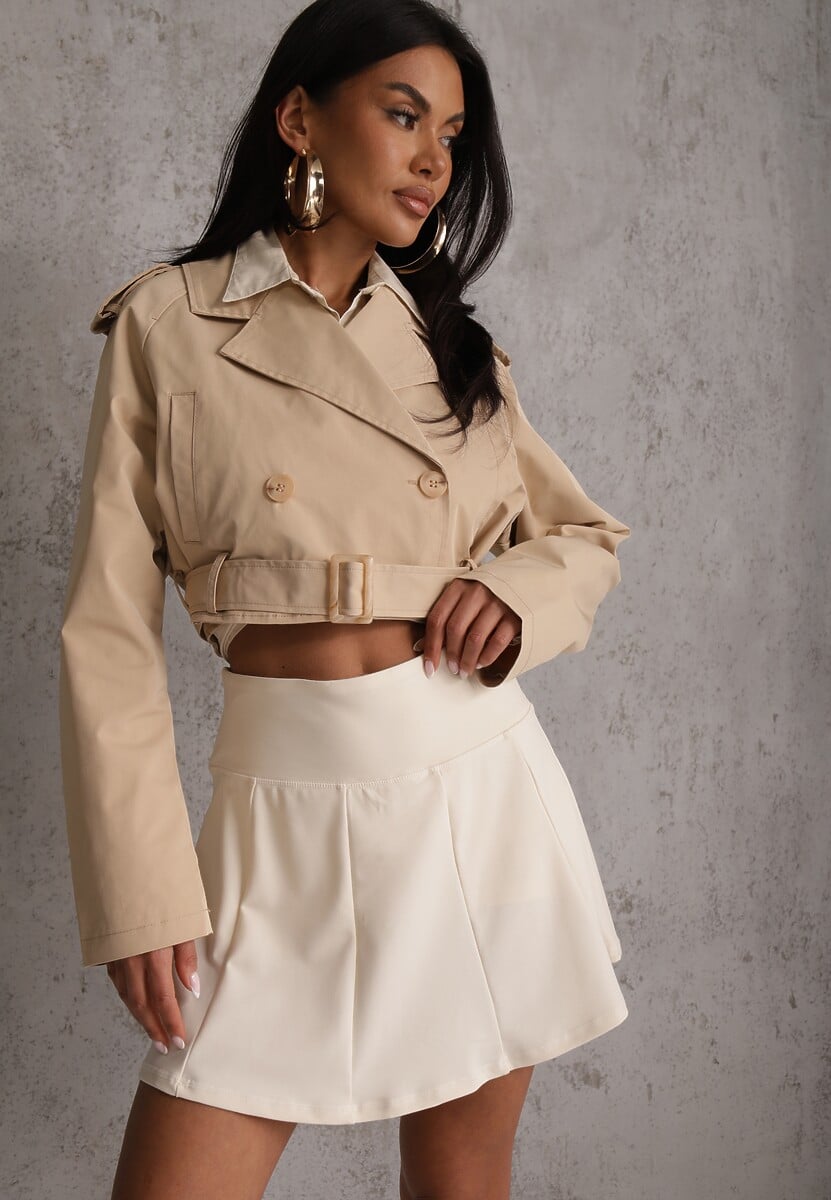 Białe Tenisowe Spódnico-Spodenki z Elastycznego Materiału Natennia 1