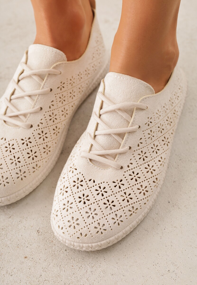 Beżowe Ażurowe Tenisówki w Stylu Boho Tidira 3