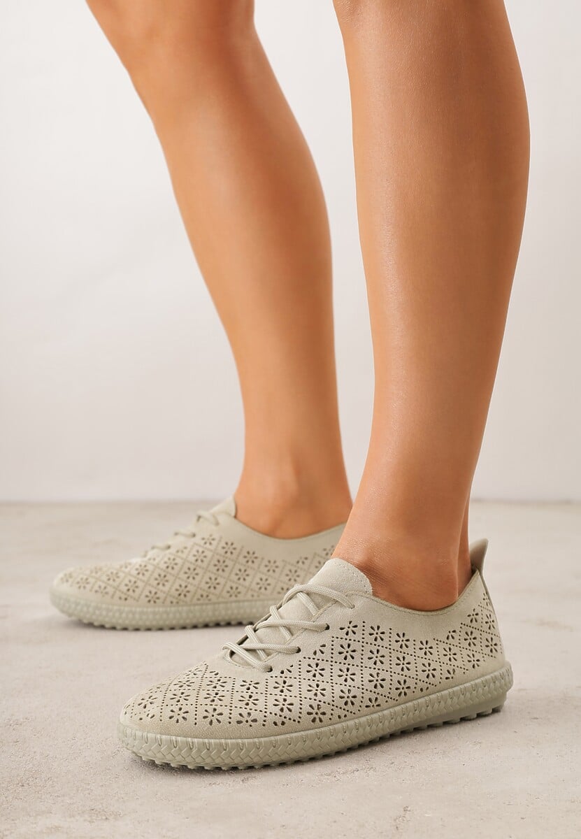 Zielone Ażurowe Tenisówki w Stylu Boho Tidira 1