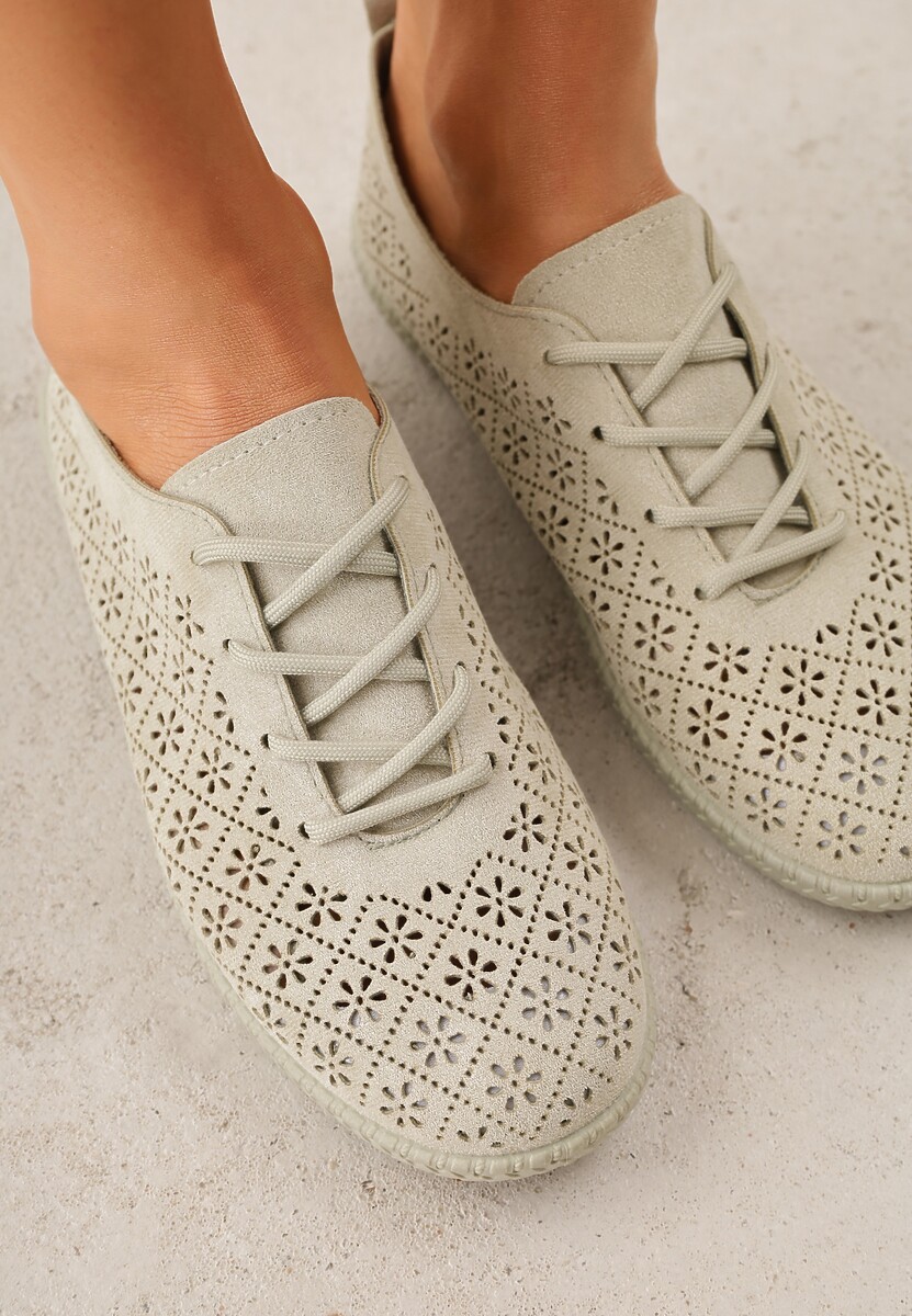Zielone Ażurowe Tenisówki w Stylu Boho Tidira 3