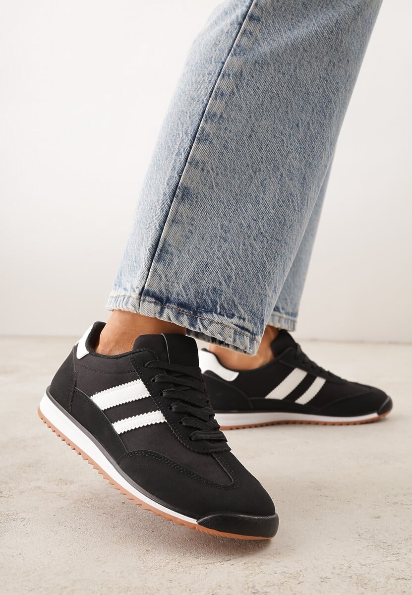 Czarne Sneakersy Ozdobione Dwoma Paskami Lannatea 2