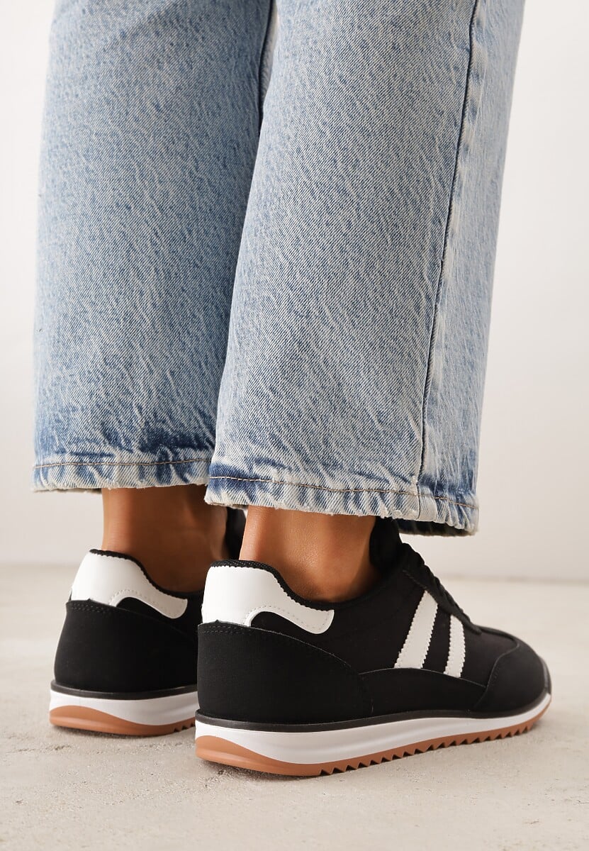 Czarne Sneakersy Ozdobione Dwoma Paskami Lannatea 3