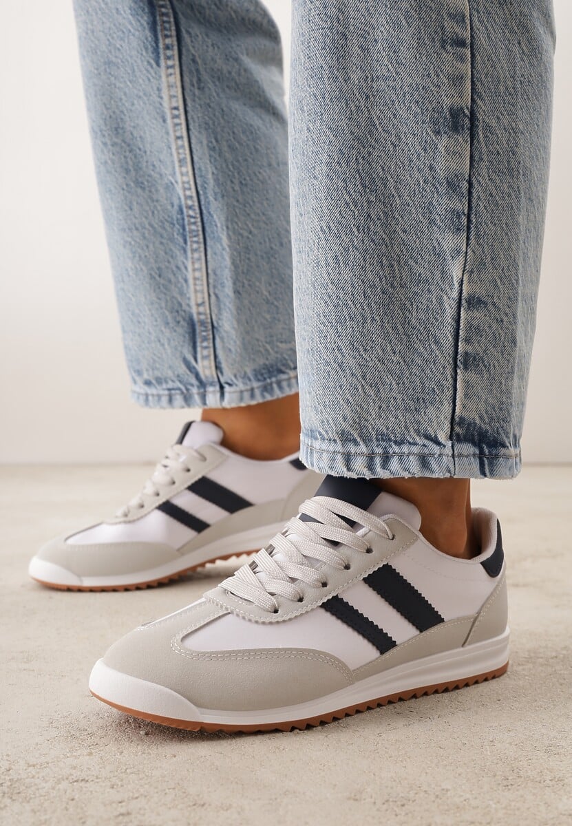 Białe Sneakersy Ozdobione Dwoma Paskami Lannatea 2