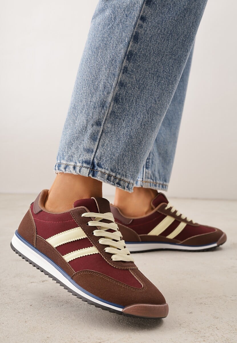 Brązowe Sneakersy Ozdobione Dwoma Paskami Lannatea 1