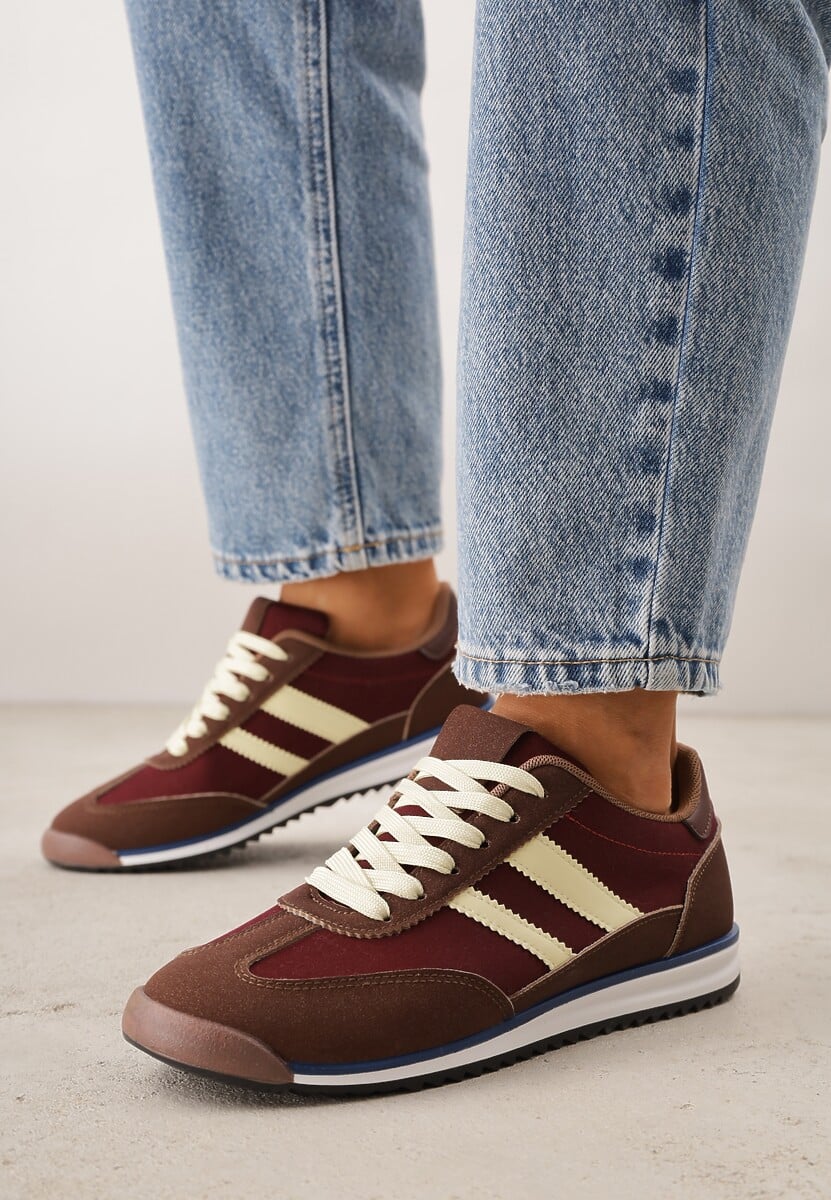 Brązowe Sneakersy Ozdobione Dwoma Paskami Lannatea 2