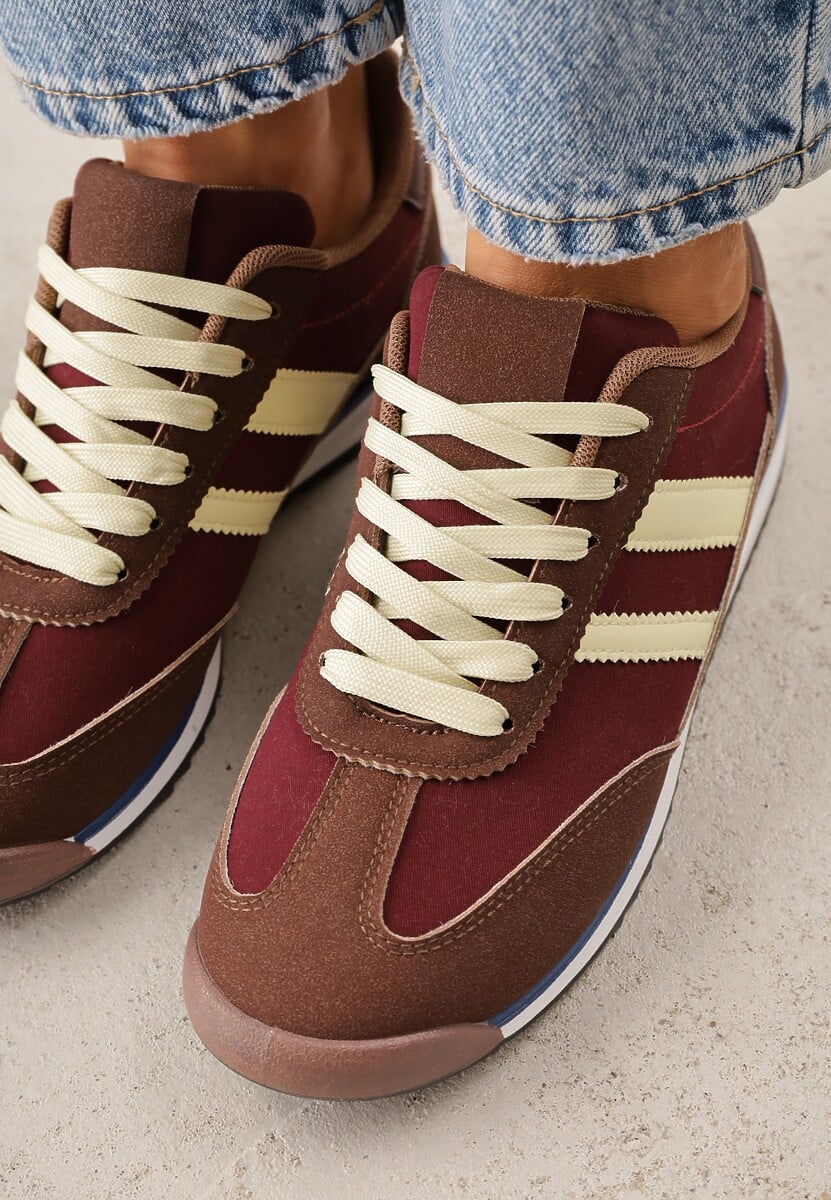 Brązowe Sneakersy Ozdobione Dwoma Paskami Lannatea 3