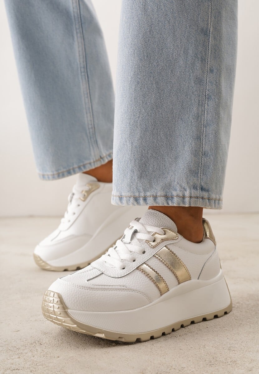 Białe Sneakersy ze Skóry Naturalnej na Platformie Cezella 2