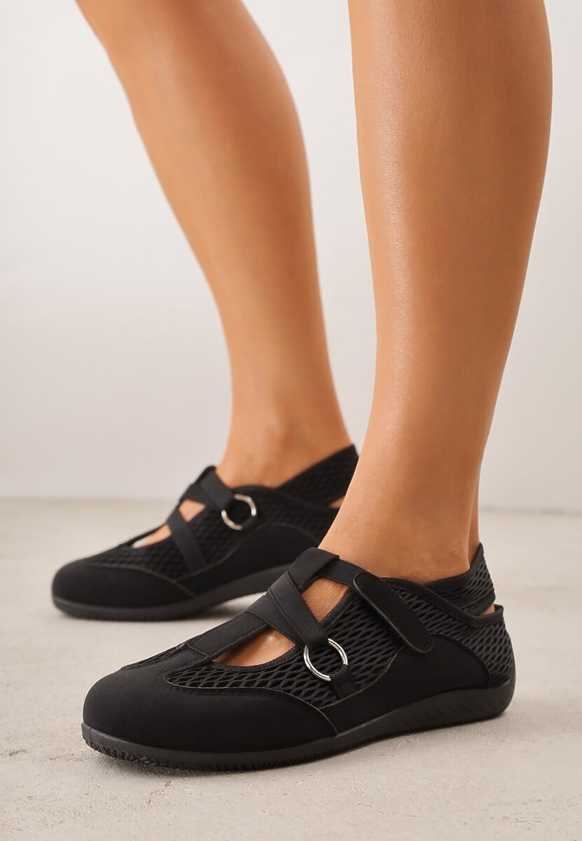 Czarne Tenisówki Sneakeriny z Siateczki z Zapięciem na Rzep Vianate 1