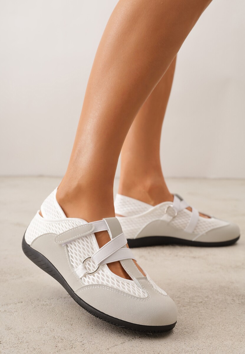Szare Tenisówki Sneakeriny z Siateczki z Zapięciem na Rzep Vianate 1
