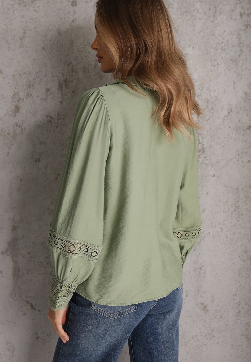 Zielona Koszula ze Stójką i Koronką Phaeninca 3