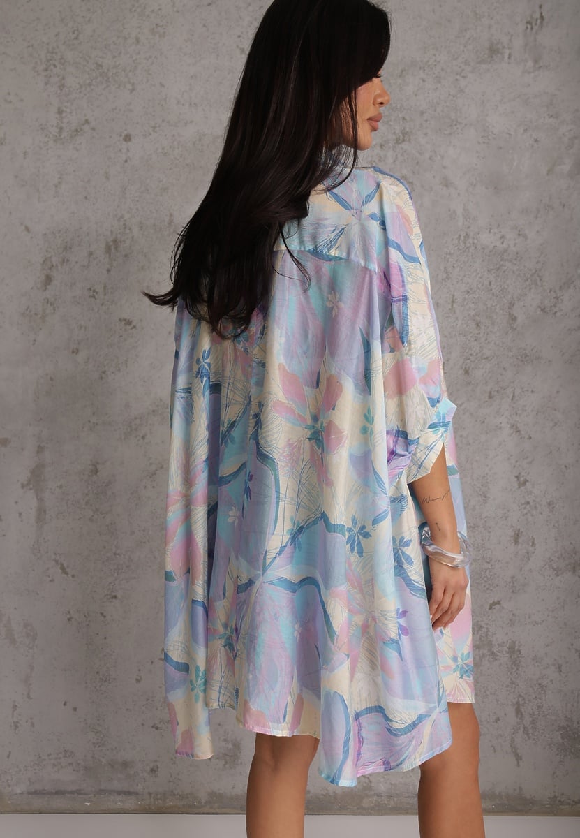 Niebieska Nietoperzowa Koszula z Bawełną o Fasonie Oversize Celista 3