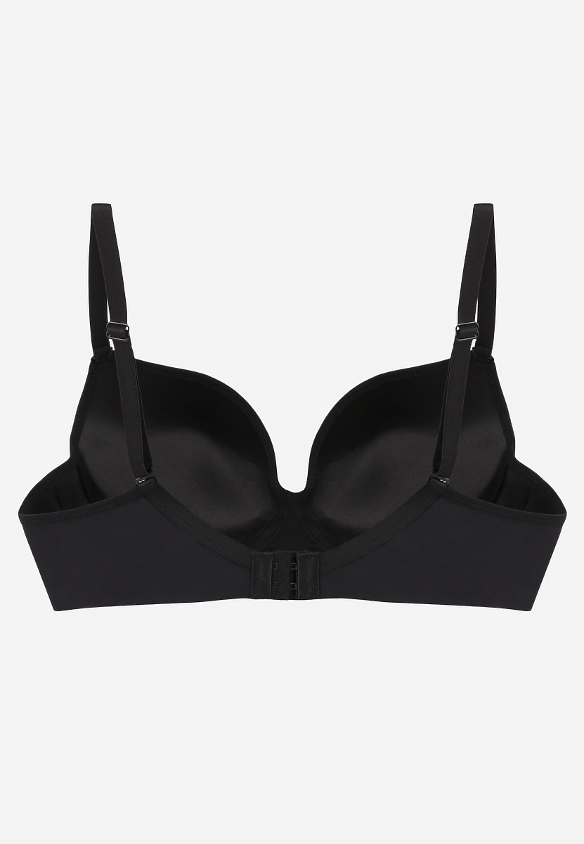 Czarny Biustonosz Push Up o Gładkim Wykończeniu z Cyrkoniową Aplikacją Claronei 2