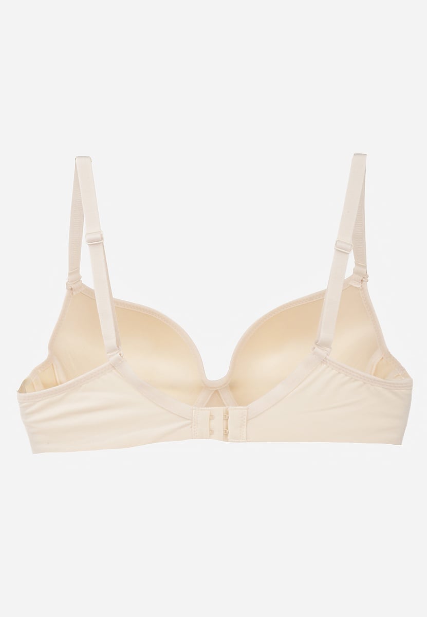 Beżowy Biustonosz Push Up o Gładkim Wykończeniu z Cyrkoniową Aplikacją Claronei 2