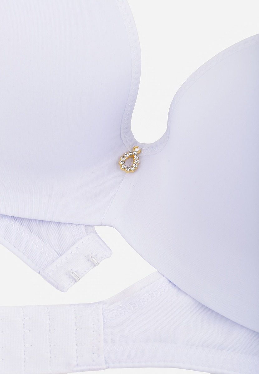 Biały Biustonosz Push Up o Gładkim Wykończeniu z Cyrkoniową Aplikacją Claronei 3