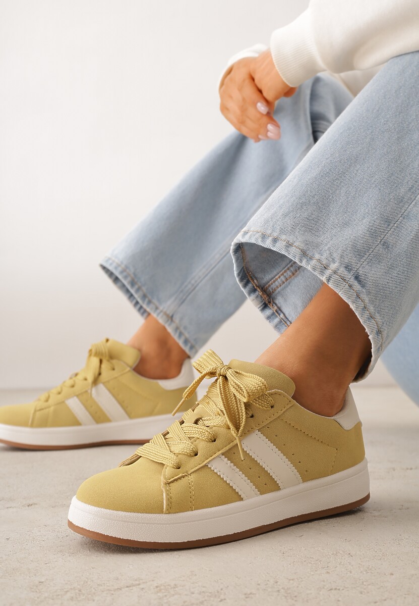 Żółte Sneakersy Ozdobione Paskami Dolirenna 2