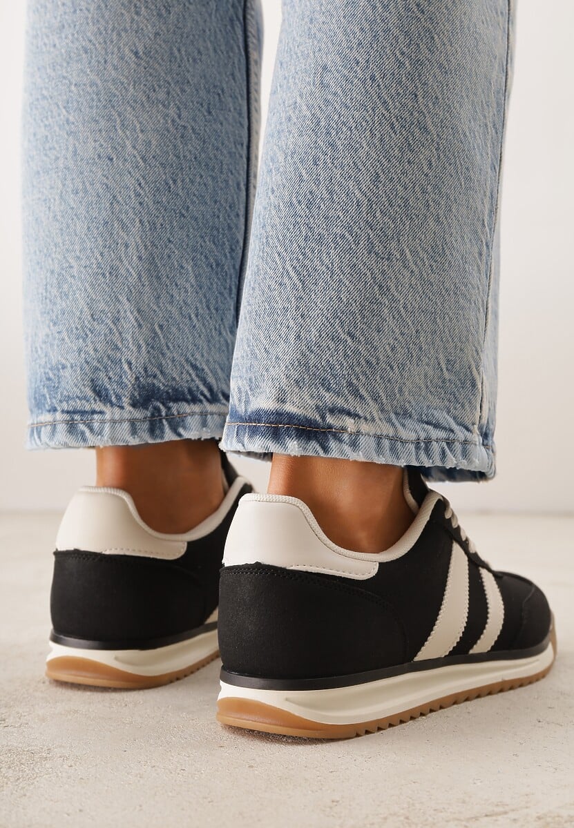 Czarne Sneakersy Ozdobione z Boku Paskami Ariene 3