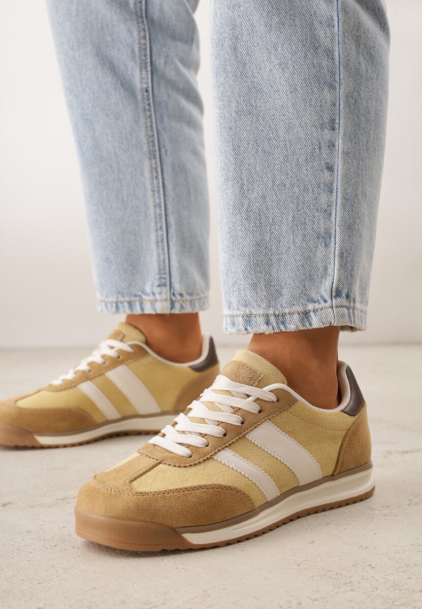Żółte Sneakersy Ozdobione z Boku Paskami Ariene 2