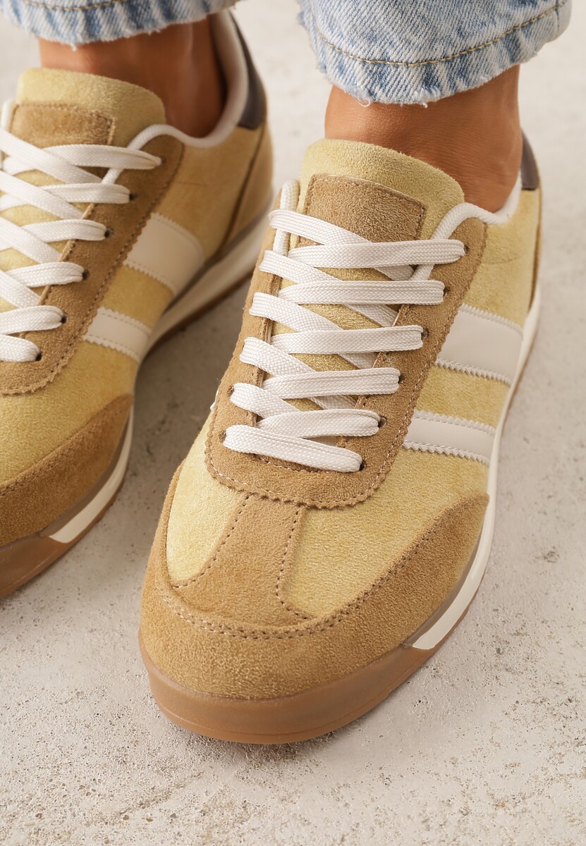 Żółte Sneakersy Ozdobione z Boku Paskami Ariene 3