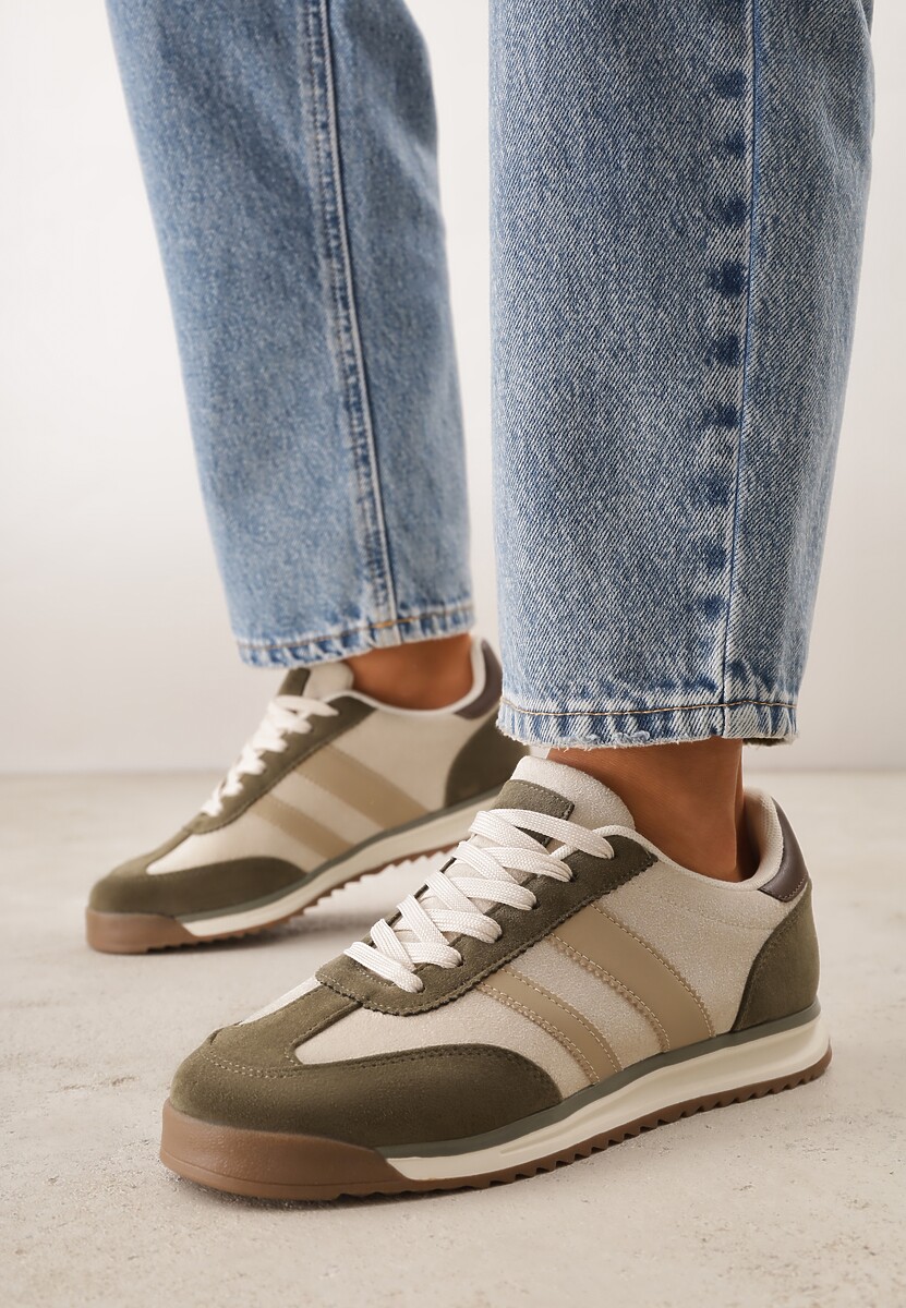 Zielone Sneakersy Ozdobione z Boku Paskami Ariene 2