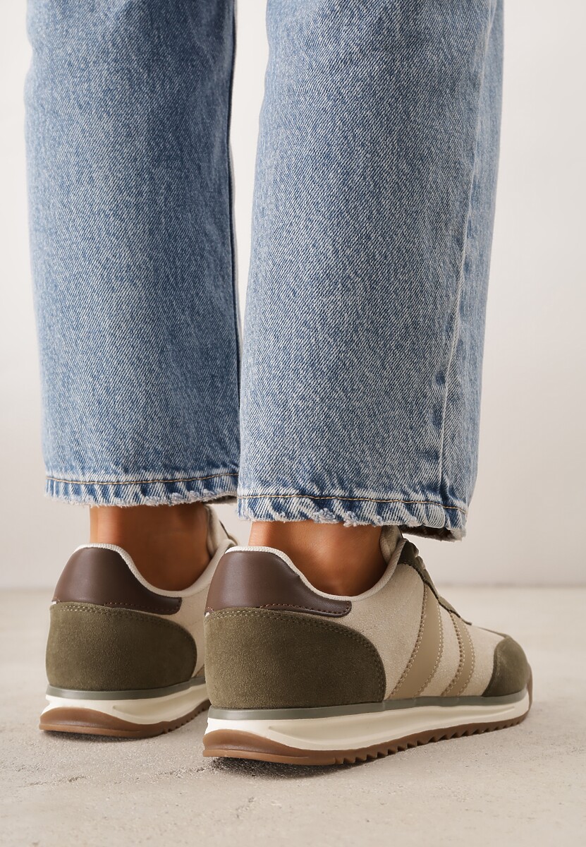 Zielone Sneakersy Ozdobione z Boku Paskami Ariene 3