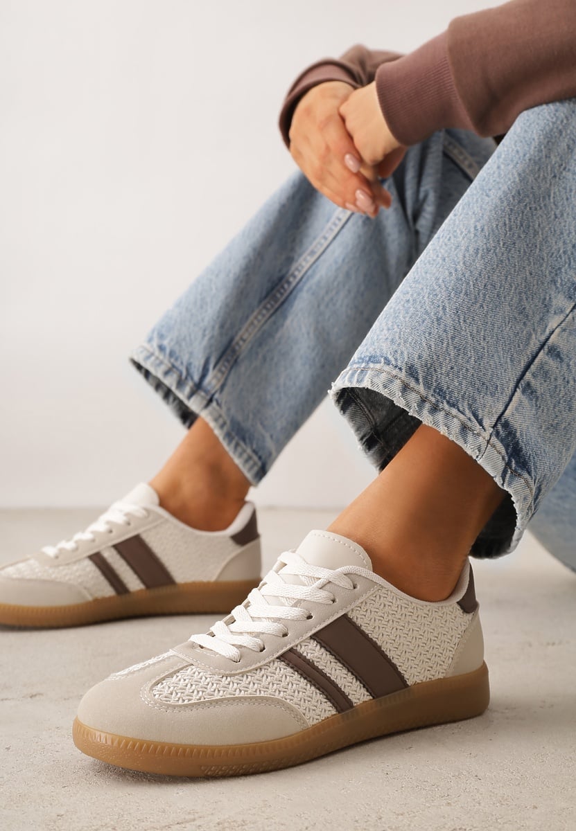 Brązowe Sneakersy w Stylu Klasycznych Tenisówek z Cholewką z Plecionką Doriarissa 1