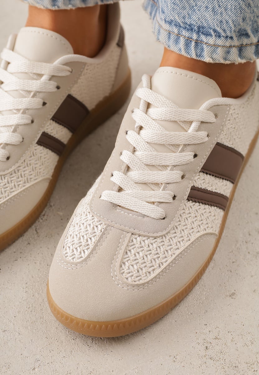 Brązowe Sneakersy w Stylu Klasycznych Tenisówek z Cholewką z Plecionką Doriarissa 3