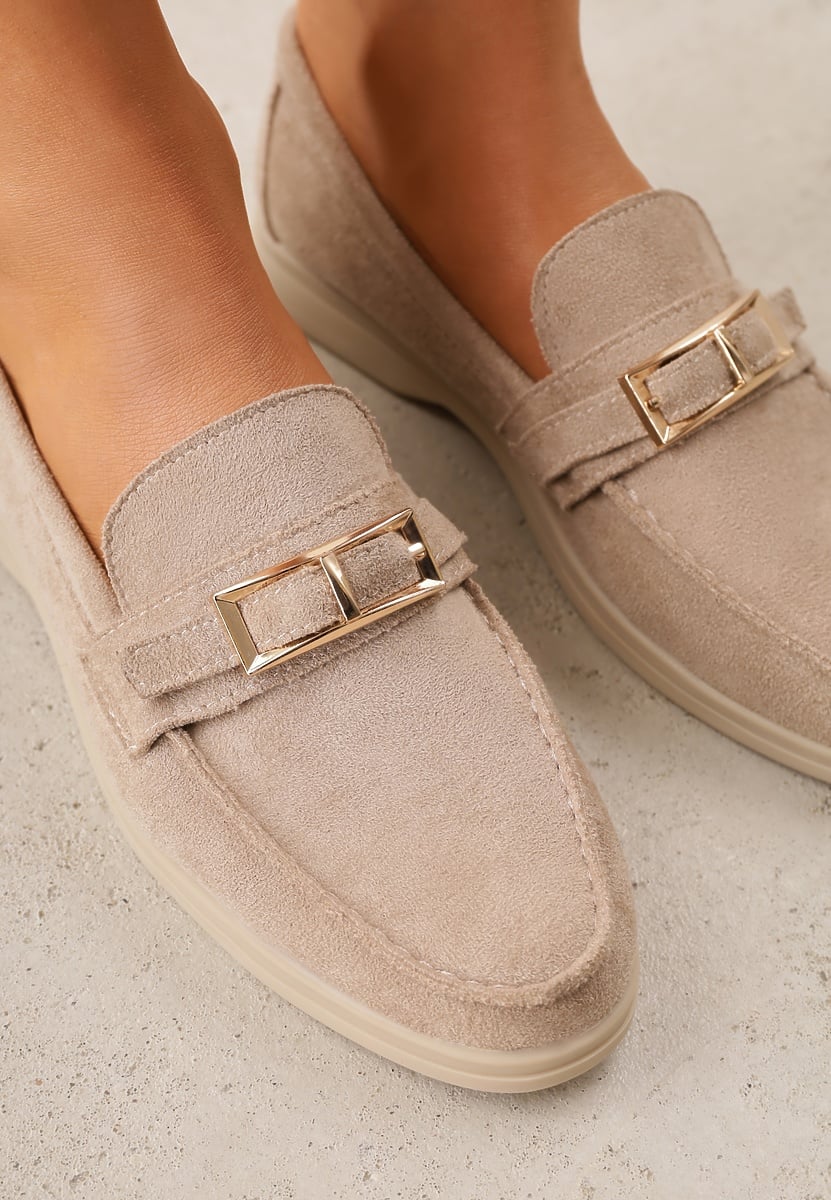 Ciemnobeżowe Mokasyny Ozdobione Metaliczną Klamrą Murielori 3