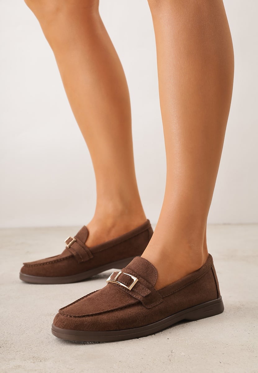 Brązowe Mokasyny Ozdobione Metaliczną Klamrą Murielori 2