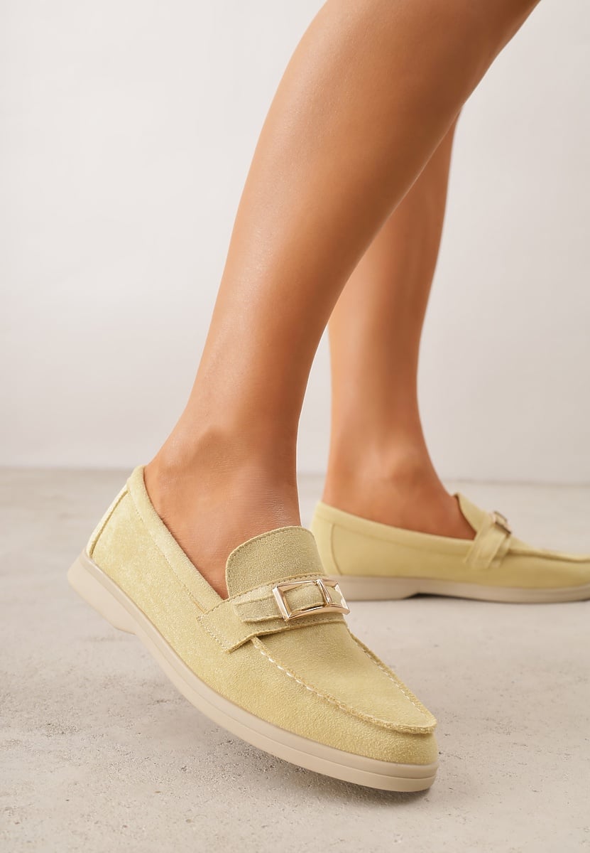 Żółte Mokasyny Ozdobione Metaliczną Klamrą Murielori 2