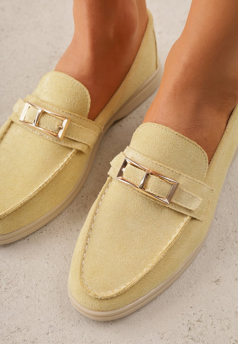 Żółte Mokasyny Ozdobione Metaliczną Klamrą Murielori 3